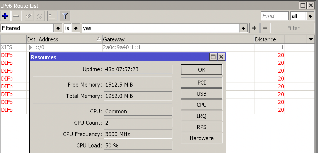 50% CPU load during route list filtering