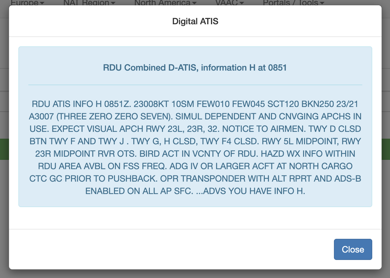D-ATIS for RDU Airport